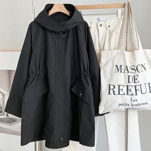 샵앤) 여성 간절기 하이넥 허리스트링 후드 하프 집업 점퍼 DGB-WJP-4131-블랙