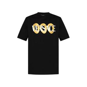 베르사체 맥시 체인 로고 반팔티셔츠 블랙 남성 1013302 1A13401 2B510