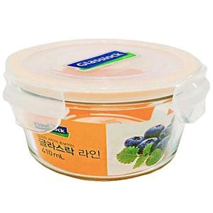 글라스락 라인 밀폐용기 410ml 원형 반찬통 무침 찬통