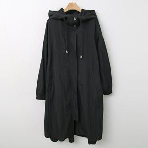 샵앤) 여성 간절기 오버핏 나일론 롱 후드 점퍼 DGB-WJP-4132-블랙