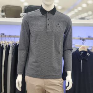 [팬텀]남성 로고 자수 잔스트라이프 카라 긴팔 티셔츠_US