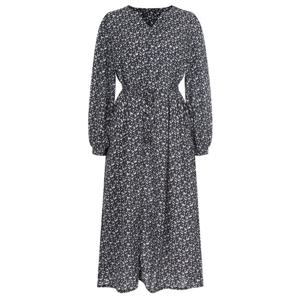 샵앤) 봄 여성 슬릿넥 잔꽃 포켓 허리끈 앞트임 롱 원피스 PIC-WDR-20316-블랙