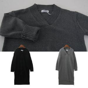 옆트임 브이넥 니트롱원피스 SD-6696