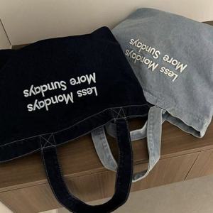 레터링 데님 에코 숄더백 UN-5041