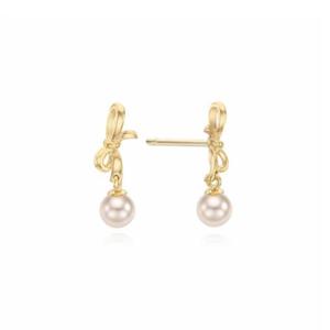 [GB] 리본 드롭 진주 14K GOLD 귀걸이 LPSN4048G