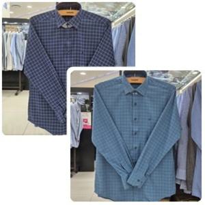 [레노마셔츠]슬림핏 /멜란 미디움 체크/긴소매 셔츠 RLFSL0137 N