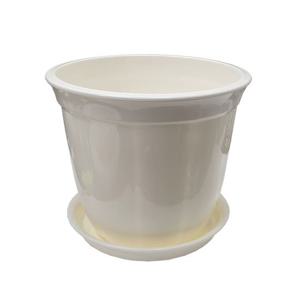 라인원형 백색 도자기느낌 플라스틱화분 4호