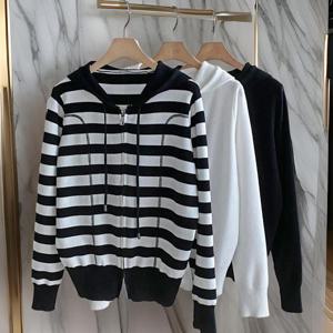 [다잇템]여자 드로우코드 집업 줄무늬 비스코스 가디건