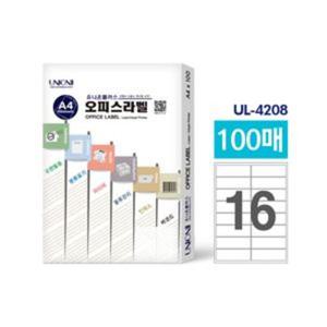 유니온 오피스 라벨지(UL4208) 16칸 100매입 우편용라벨 분류용라벨 분류용라벨 분류표기라벨지 분류표기라