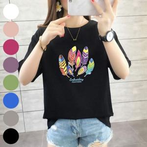 라운드 307J681S 반팔티 여성큰옷 실켓 의류 빅사