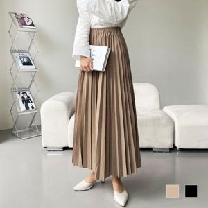 230436 포치 플리츠치마 롱 스커트 밴딩스커트 플리