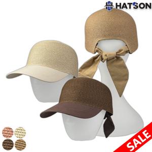 [햇츠온]여성 피에르가르뎅 여름모자 뒷 리본 페이퍼 긴챙 모자 C32-101