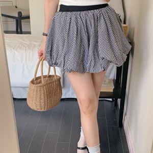 [다잇템]여자 벌룬핏 고무줄 귀여운 격자 치마바지