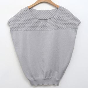 샵앤) 여성 부분 펀칭 나그랑 캡소매 여름 니트 티셔츠 JR-WKN-4532-그레이