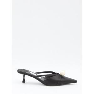 지미추 블랙 새틴 펄 뮬 SANAMULE50AOD BLACKWHITE