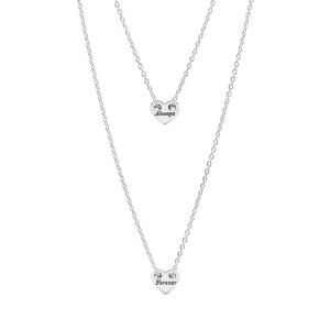 판도라 393207C00 모먼트 포에버 & 얼웨이즈 스플리터블 하트 콜리어 레이어드 실버 목걸이