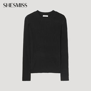 [쉬즈미스] 라운드넥 슬리브 니트_SSKPOP32020_BK