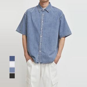 럭스골프 남녀공용 스트리트 릴렉스드 데님 반팔 셔츠 SQ25M401