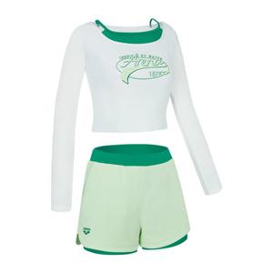 [아레나] (A5BL1PS05_OWT) 여성 스포티 레귤러핏 크롭 래쉬가드 세트