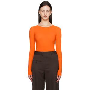 25 FW 메종마르지엘라 여성 오렌지 저지 바디수트 251188F358006