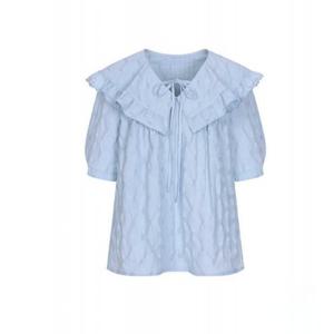 [올리브데올리브]빅러플리본넥 자수디테일 블라우스 (OW5XB416-DG-EL)