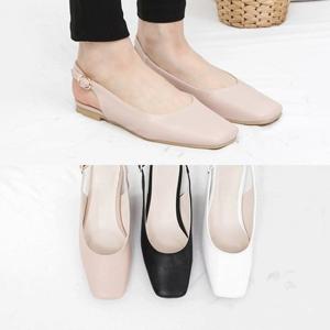 [애슬릿] 스퀘어 버클 여성 슬링백 플랫 슈즈 1cm