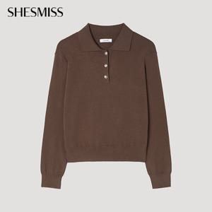 [쉬즈미스] 버튼 카라넥 니트 탑_SSKPOP32120_BR