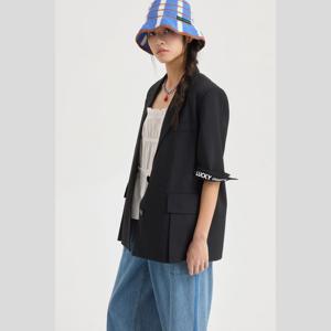 [럭키슈에뜨]폴리 반소매 싱글 자켓 (LQJAM25600BKX)