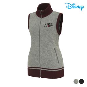 [디즈니골프]여성 배색 시보리 하프넥 집업 니트 조끼 베스트 DM4LKV030