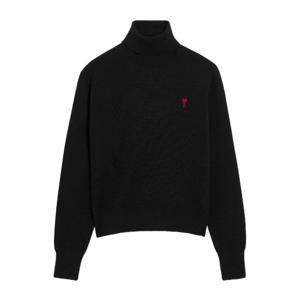 아미 블랙 터틀넥 로고 스웨터 H25HKS827 001009H25