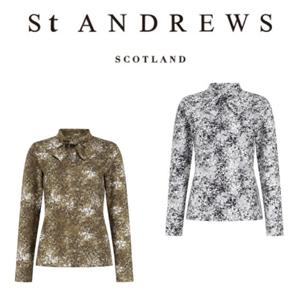 [세인트 앤드류스] 여성 플라워 패턴 타이넥 티셔츠(821E3TR183)
