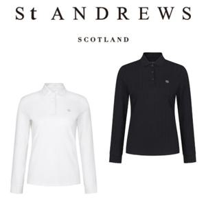 [세인트 앤드류스] 여성 웨이브 커프스 골조직 카라 티셔츠(821E3TO107)