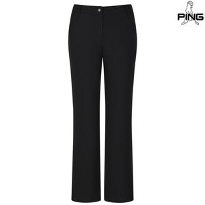 [양말증정]여성 백로고 프린트 세미 부츠컷 팬츠 121E3PT051_BK