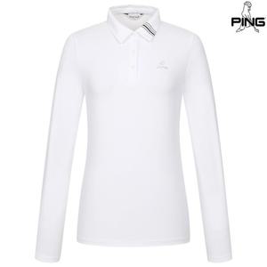 [양말증정]여성 카라 라인 포인트 긴팔 티셔츠 121E3TO051_WH