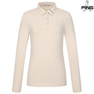 [양말증정]여성 카라 라인 포인트 긴팔 티셔츠 121E3TO051_BG