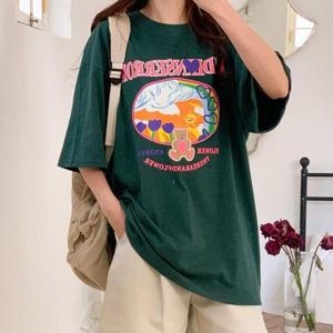 빅사이즈 507 러블리꽃밭곰돌티셔츠 DLIU975