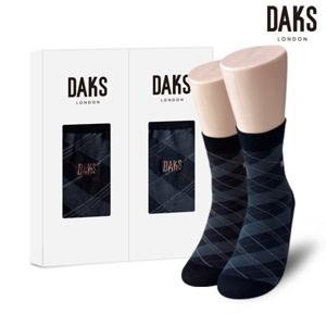 [닥스(양말)]신사양말 2족 선물세트 면후다중목 큰사선체크 25814