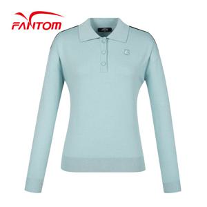 [팬텀] 여성 어깨 배색 카라 긴팔 니트