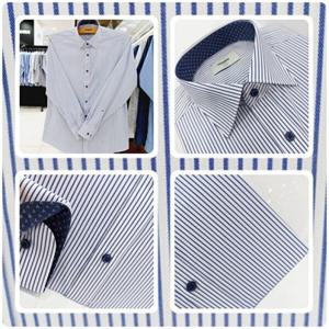 [레노마셔츠]일반핏/노-포켓/스판/소매.카라 안 배색/남성 긴 소