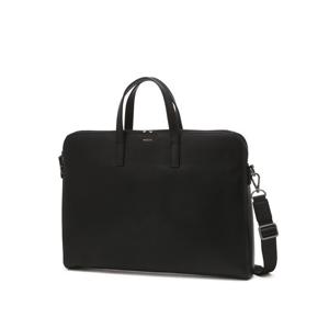 [헤지스]블랙 로고프린트 소가죽 서류가방 HJBA5F660BK