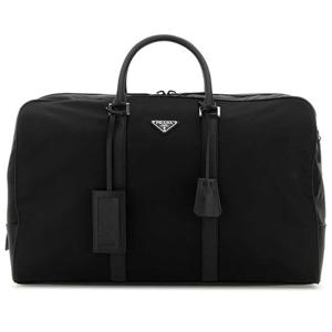 25 FW 프라다 로고 플라크 지퍼 패스닝 카프 더블 탑핸들 더플백 2VC007VXOO2DMH