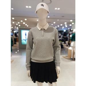 [파리게이츠] 25FW가을 여성 쿠션지 카라 배색 티셔츠 (521E3TO207GY)