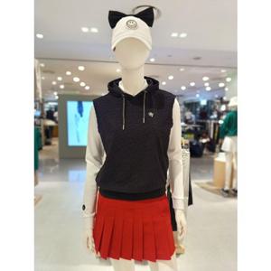 [파리게이츠] 25FW가을 여성 하트 PG 테리 자가드 후드 베스트 (521E3TR208BK)