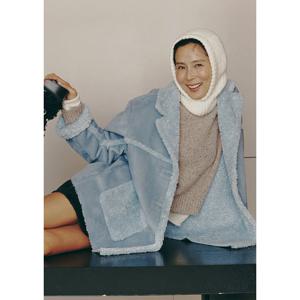 [플랙진]여성 컬러 포인트 시어링 코트 (PWTH4CTL66W)