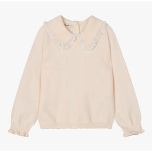 [치크(키즈)]둥근 카라 스카시 스웨터티셔츠 CKKA24W2G