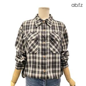 [에이비에프지]체크 패턴 포인트 긴팔 남방 APZ4HB01J