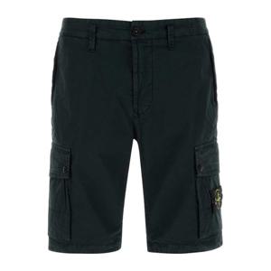 스톤아일랜드 블랙 스트레치 코튼 버뮤다 쇼츠 L10001110 V0029