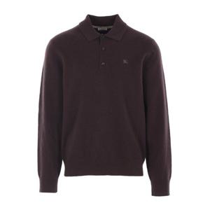버버리 다크 브라운 캐시미어 폴로 스웨터 8113792 C3475