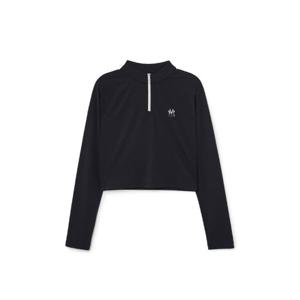 MLB긴팔티 GQC 3FTSB2234-50BKS 여성 베이직 애슬레저 반집업 긴팔 크롭티 뉴욕양키스