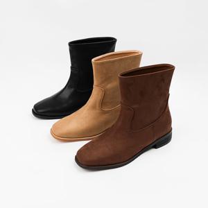 [신난다슈]여성 앵클부츠 3cm 3종 통 넓은 여자 숏 플랫 앵글 부츠 발편한 통굽 NF255252